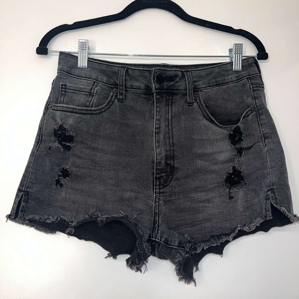 Side Slit Distressed Shorts